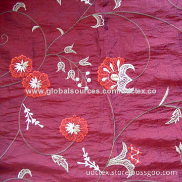 Polyester Taffeta Fabric, 230T Density, 59-inch Width, Embroidered